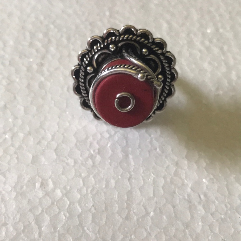 Vintage 925 boho coral ring